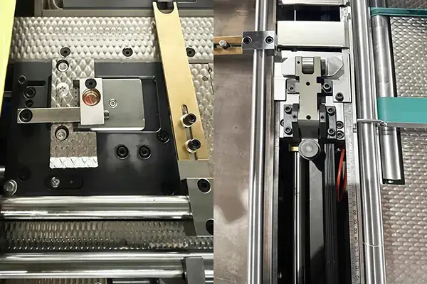 Sistema de guía lateral neumática y escuadra de empuje y tiro mecánica integrada